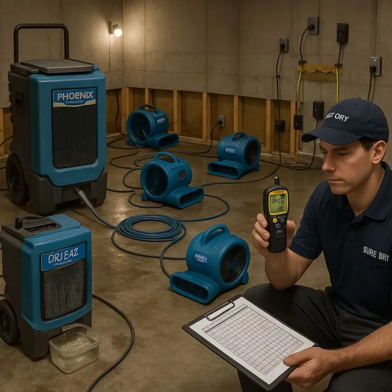 Structural Drying and Dehumidification process in San Gabriel, CA